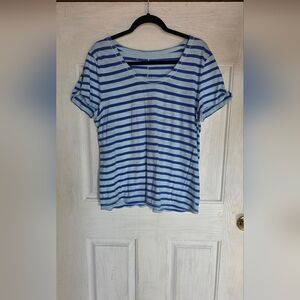 Talbots Blue and White Striped Short Sleeve Tee